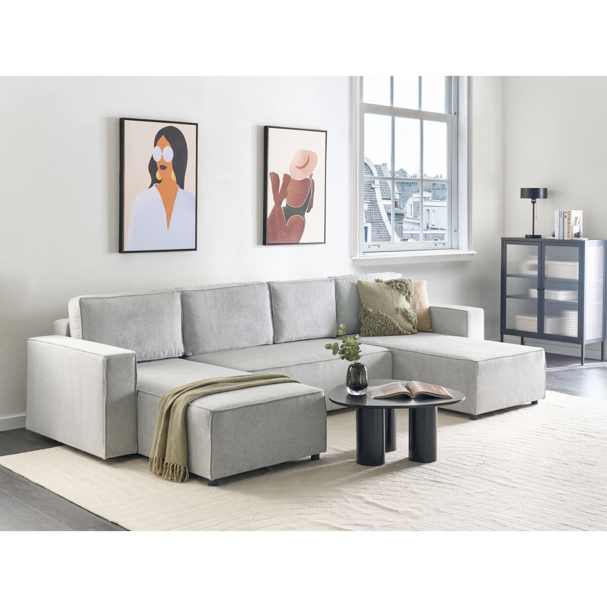 Sofa w kształcie U VATNE Jasnoszary Tkanina Symetryczny