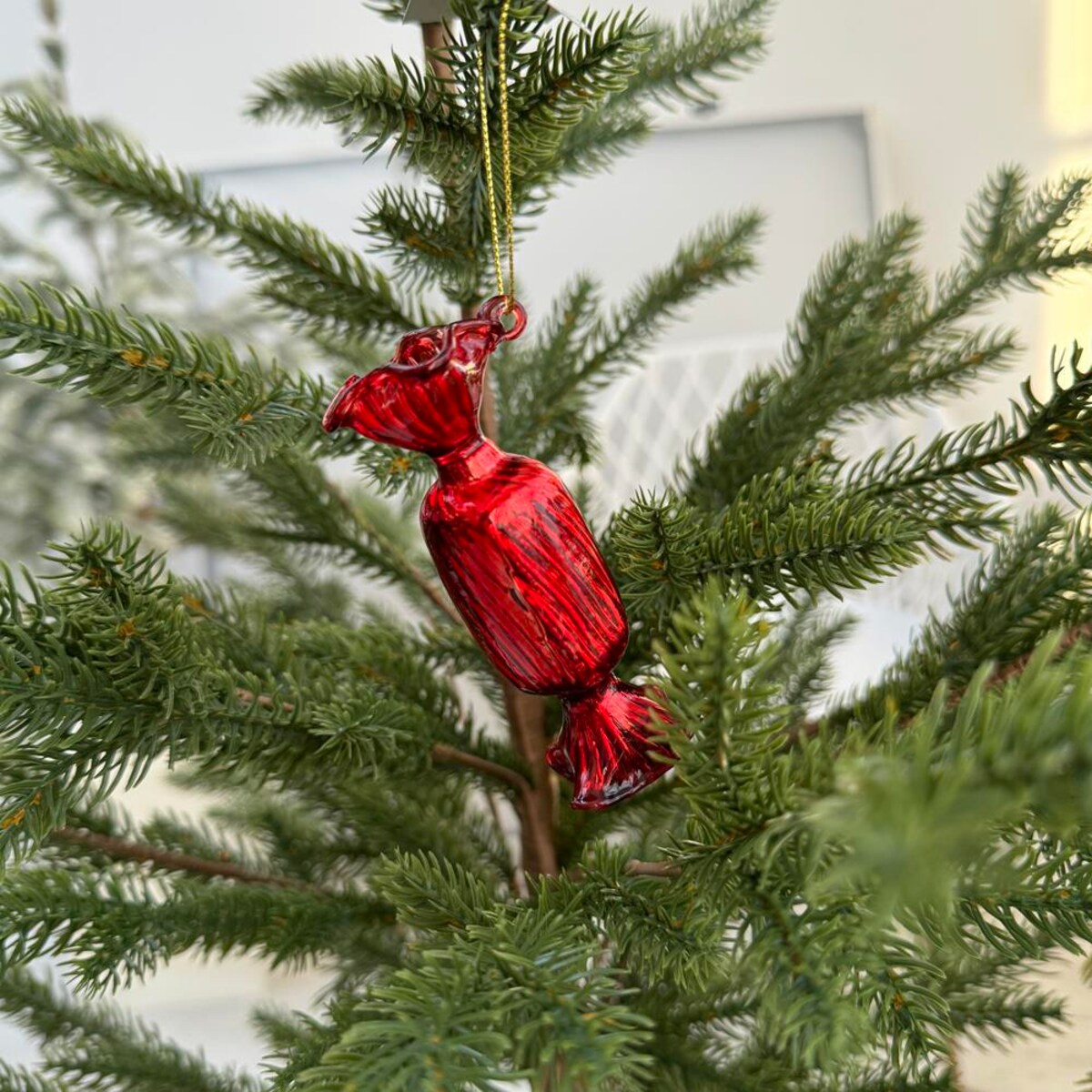 VILLA ITALIA Bombka szklana CUKIEREK red 9 cm