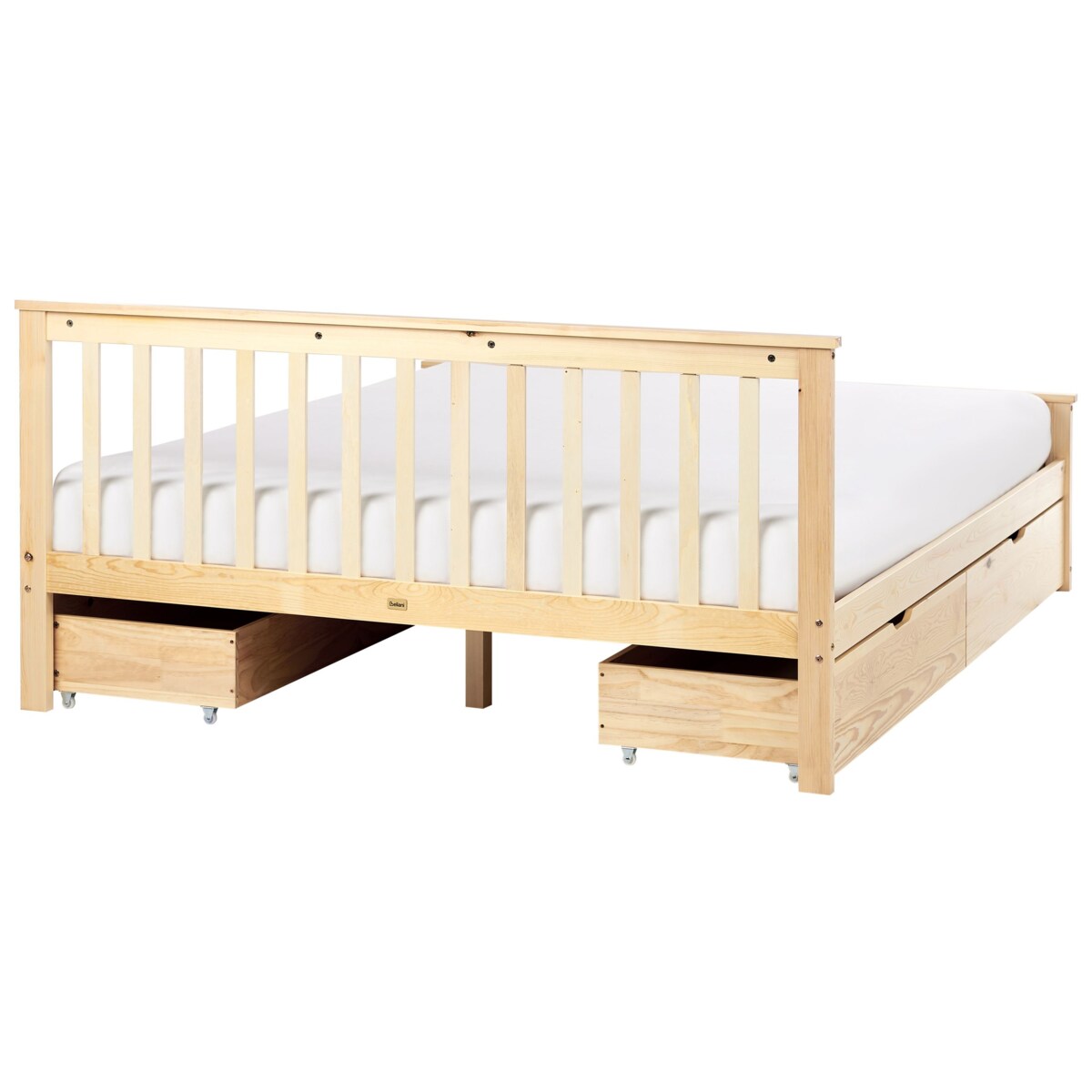 Łóżko ze schowkiem OLENDON 160 x 200 cm Z miejscem do przechowywania Drewno Jasne drewno