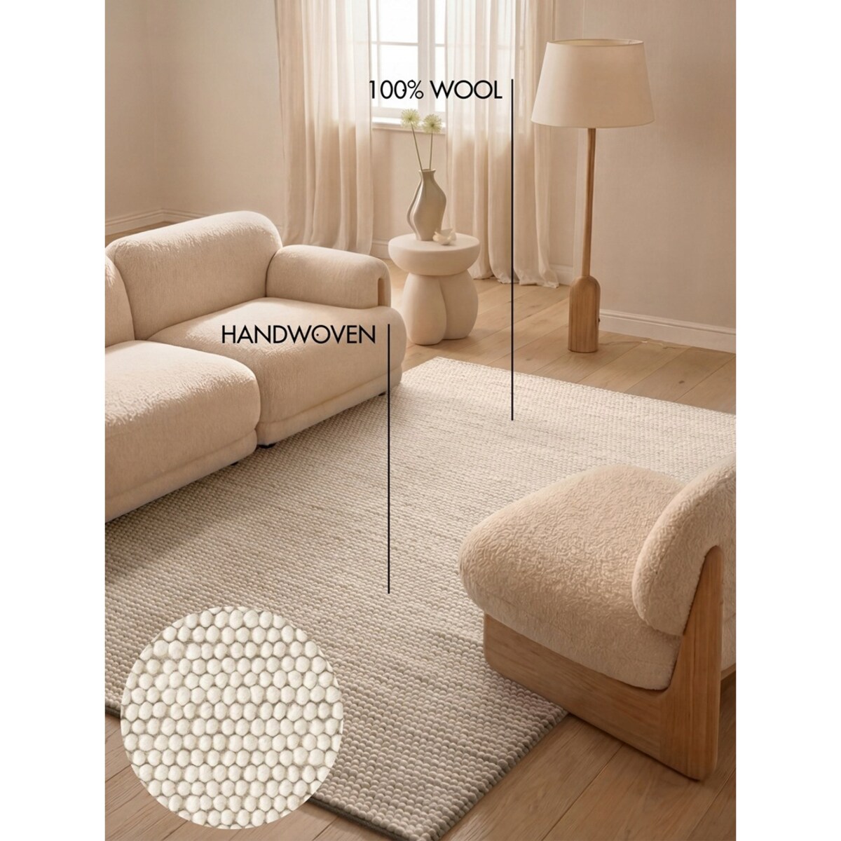 Dywan wełniany do salonu 120x170cm, Richmond Premium Ted Baker kremowy