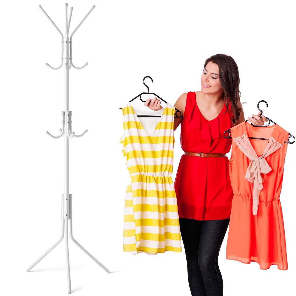 Wieszak na ubrania stojący podłogowy biały stojak Massido