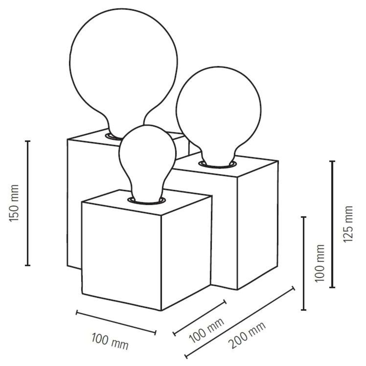 Rustykalna LAMPA stołowa VINCENT 2276374 Spotlight stojąca LAMPKA biurkowa drewniane kostki cube dąb olejowany