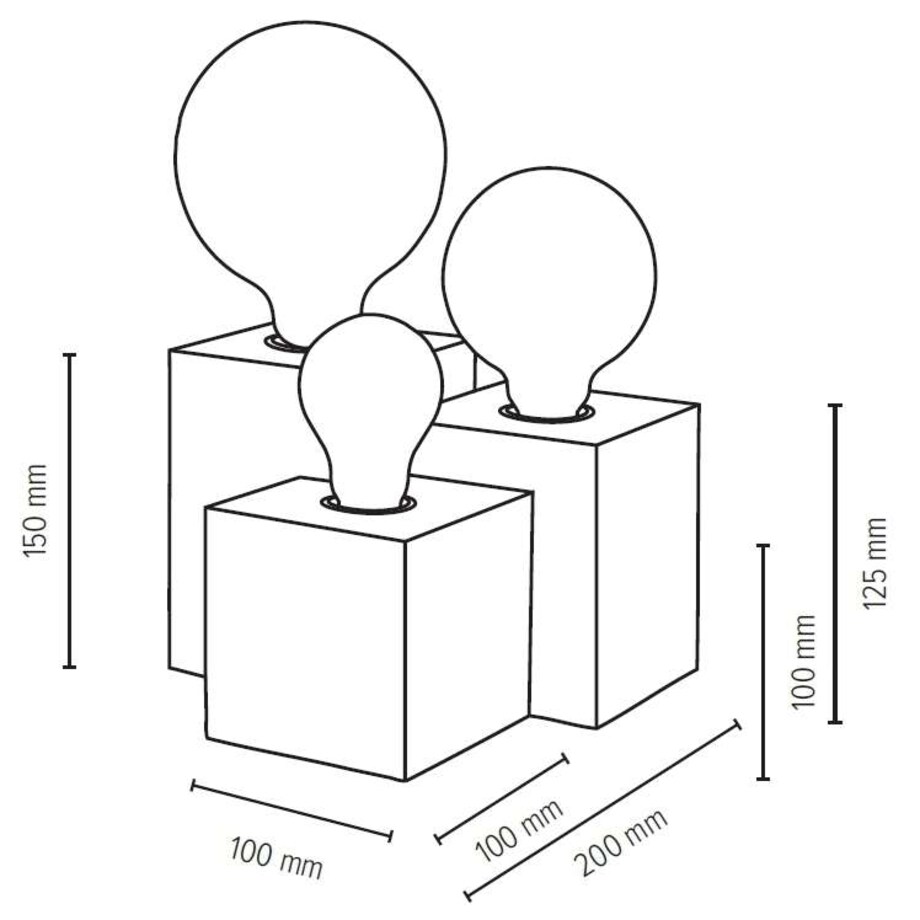 Rustykalna LAMPA stołowa VINCENT 2276374 Spotlight stojąca LAMPKA biurkowa drewniane kostki cube dąb olejowany