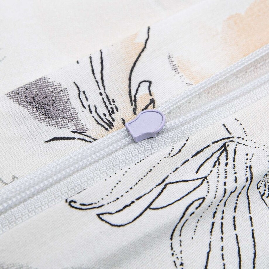 Pościel satyna bawełniana 180x200 Satynlove biała w brązowe liście