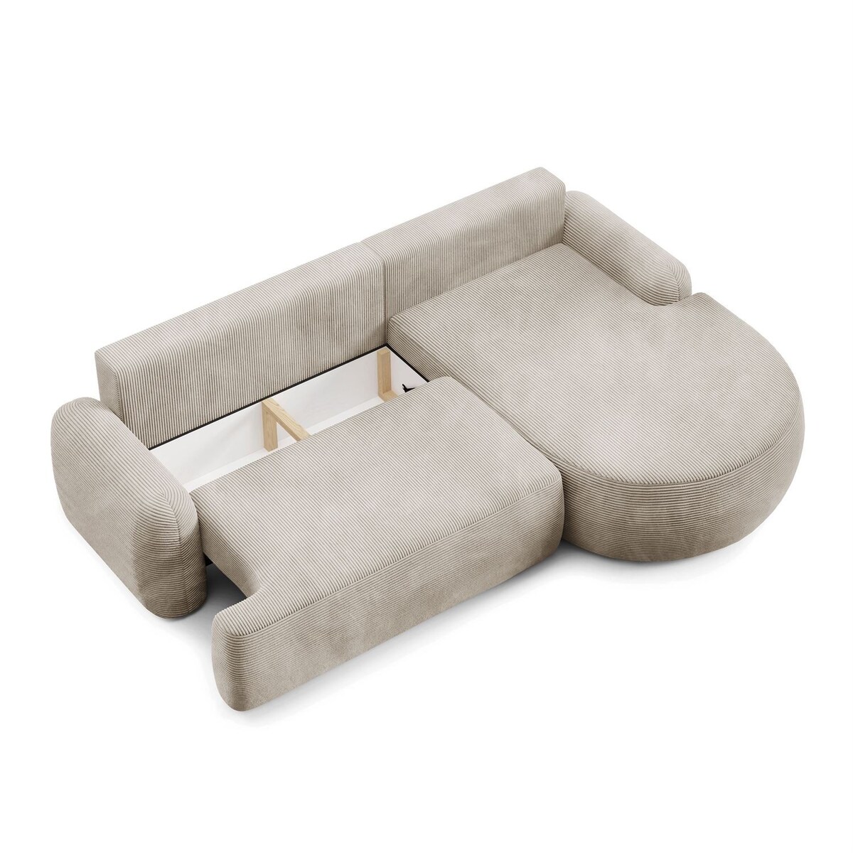 Zaokrąglony narożnik CLEO II z funkcją spania, wersja prawa, Poso 100