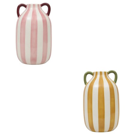 Komplet dwóch wazonów ceramicznych w paski Cheri 20 cm