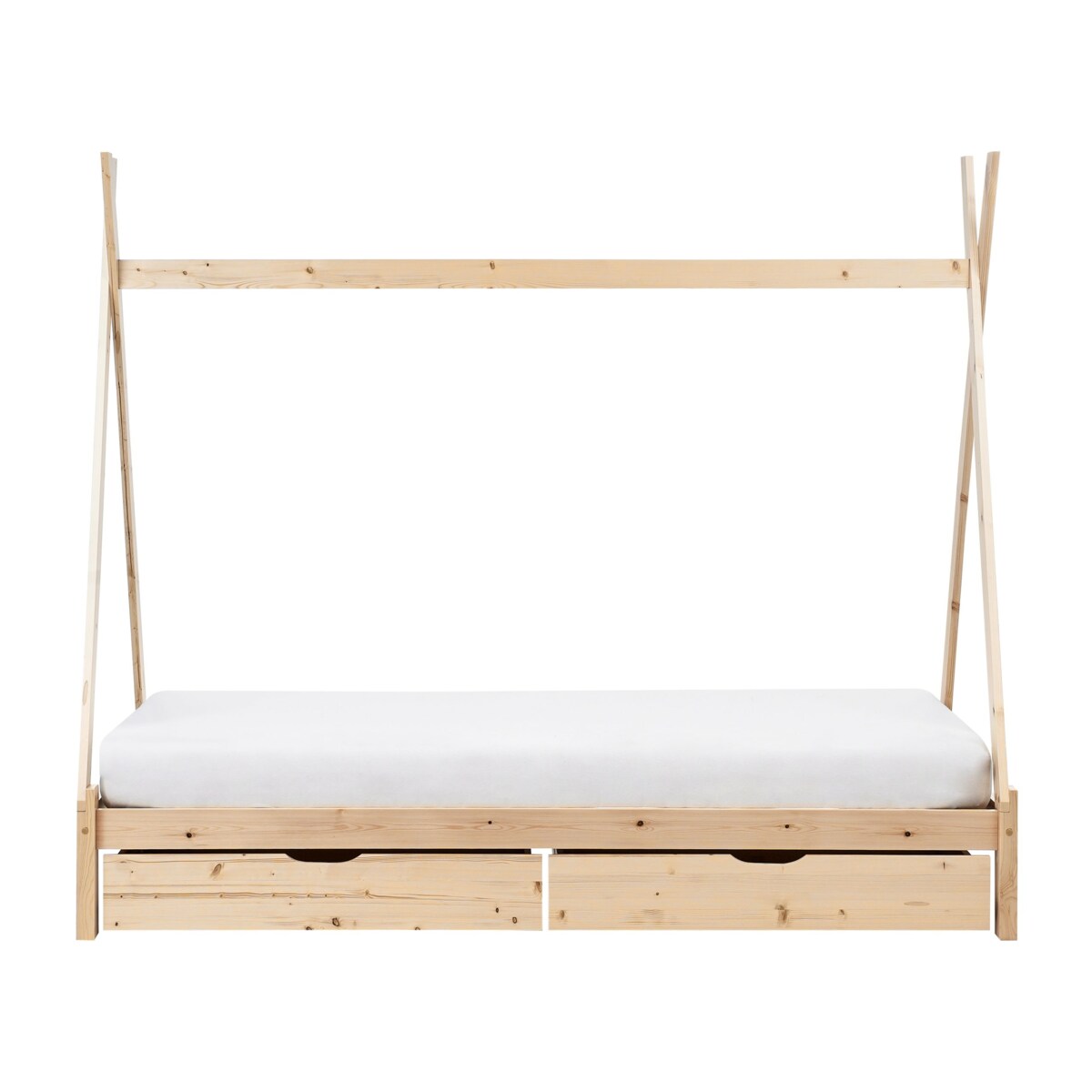 Łóżko z szufladami Drewno sosnowe DEVAY 90 x 200 cm Jasne drewno