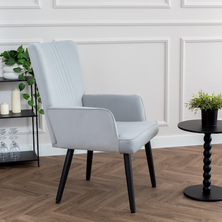 Fotel uszak do salonu wypoczynkowy welurowy tapicerowany jasnoszary