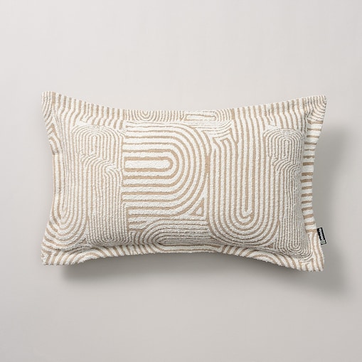 Poszewka Mona prostokątna 47x28 beżowe łuki na kremowym tle