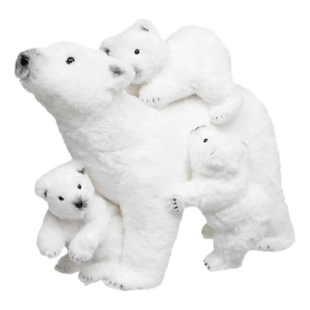 Figurka - mama miś polarny z niedźwiadkami 52 cm