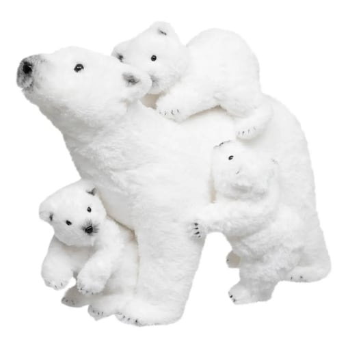 Figurka - mama miś polarny z niedźwiadkami 52 cm