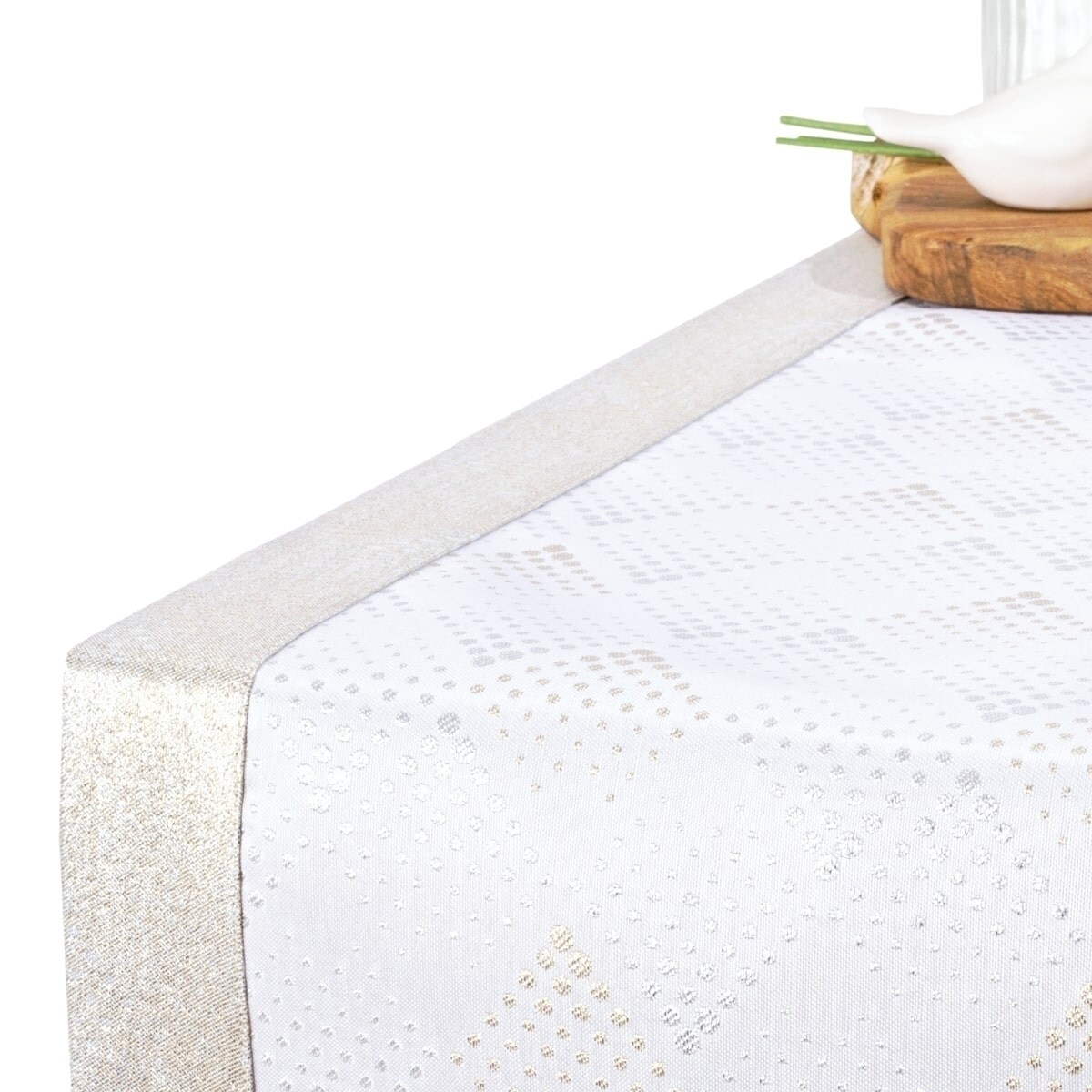 Bieżnik plamoodporny LZS kropki - 40x180 cm - złoty - 40cm x 180cm