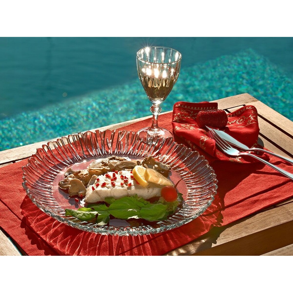 PATERA TALERZ DUŻY PÓŁMISEK SZKŁO 31,5 cm PASABAHCE na ciato desery aurora