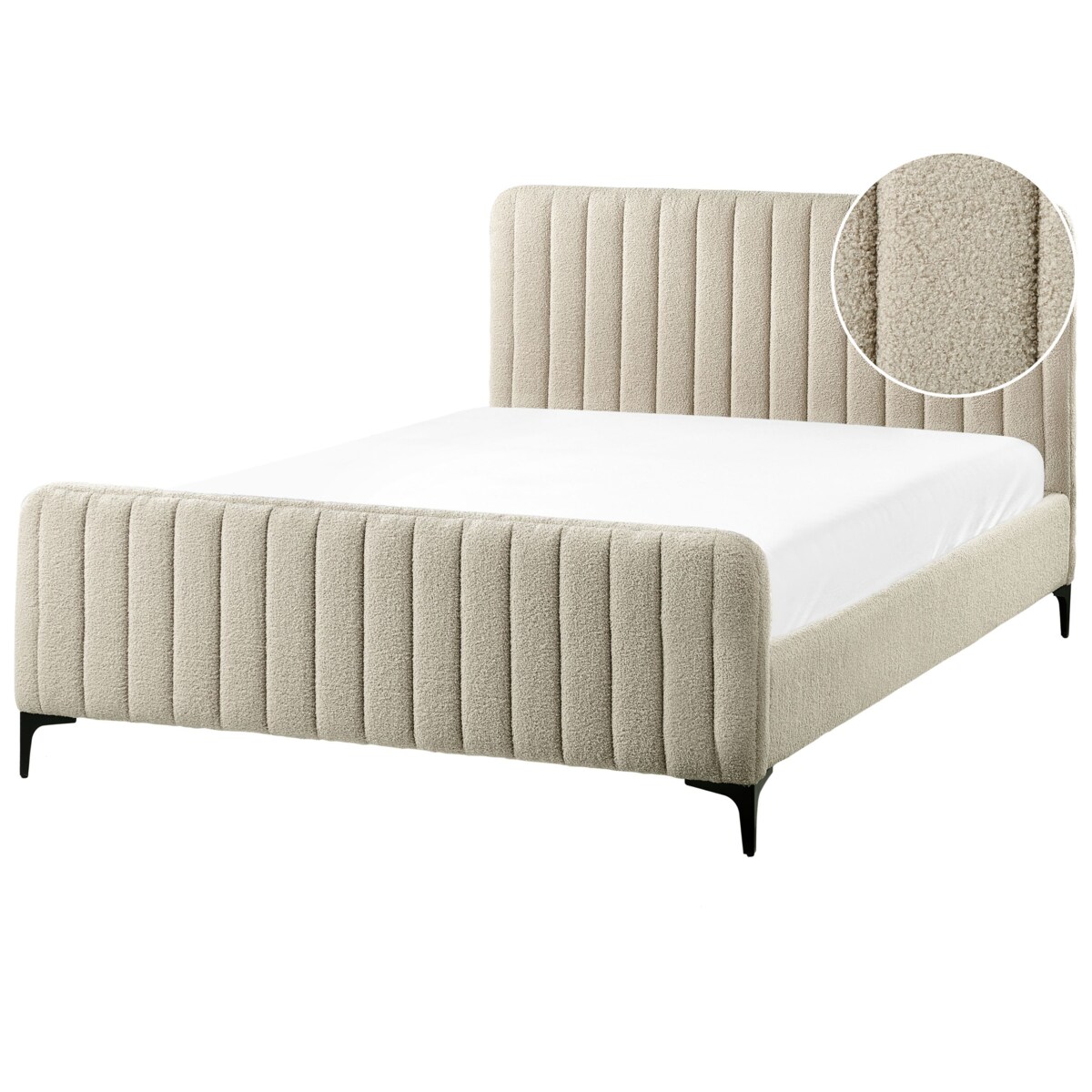 Łóżko Boucle LUNAN 140 x 200 cm Beżowy