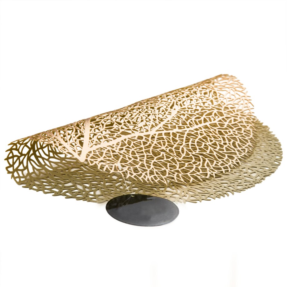 Podkładka Ażurowa Na Stół Mata Stołowa Pod Talerz Ozdoba 38 Cm Drzewo Pvc Miedziana