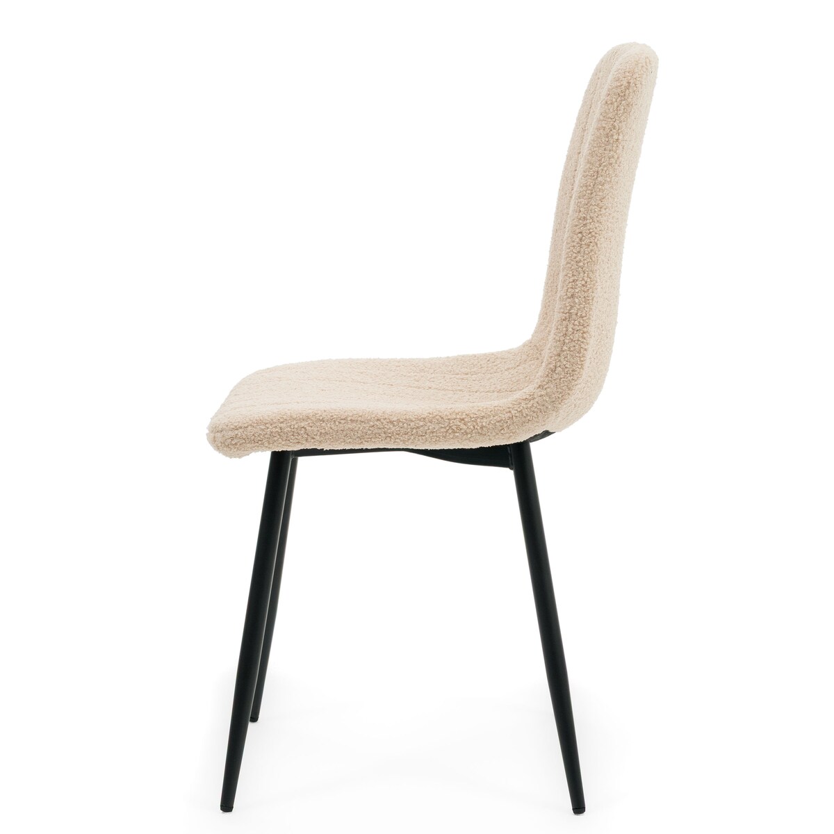 Krzesło tapicerowane do salonu jadalni GELA ciemnobeżowy boucle