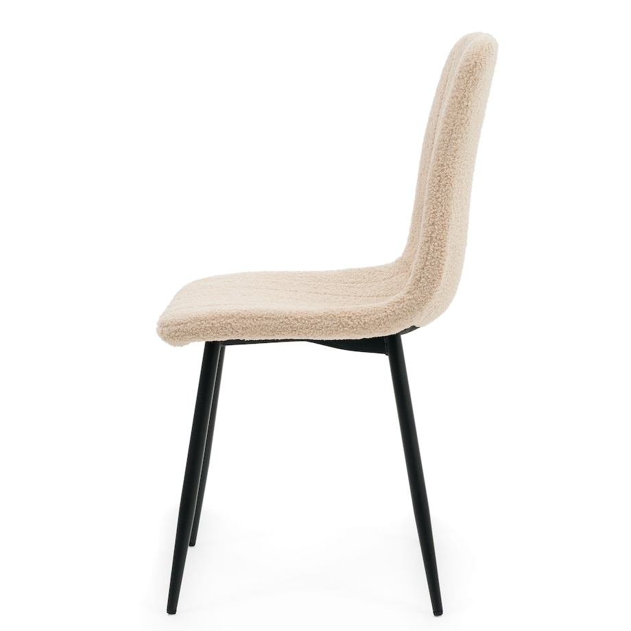 Krzesło tapicerowane do salonu jadalni GELA ciemnobeżowy boucle