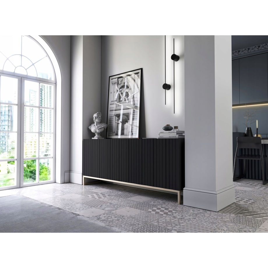 Komoda RTV Glamour Szafka RTV Glamour Czarny Mat 168cm