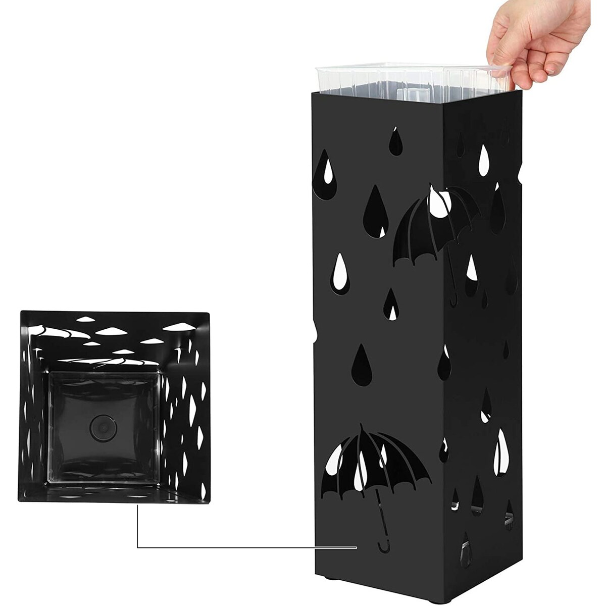 Parasolnik Metalowy 15,5X15,5X49 Cm Czarny