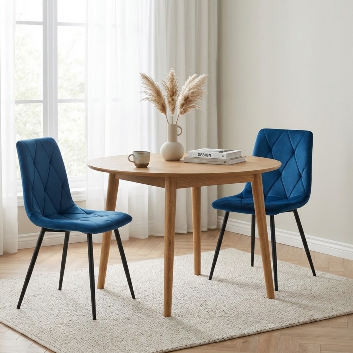 Krzesło tapicerowane welurowe granatowe do salonu jadalni