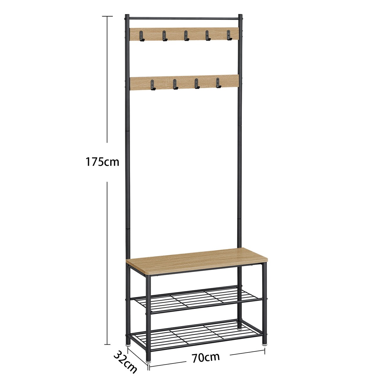 Wieszak Stojak Na Ubrania 70X32X175 Cm Sonoma