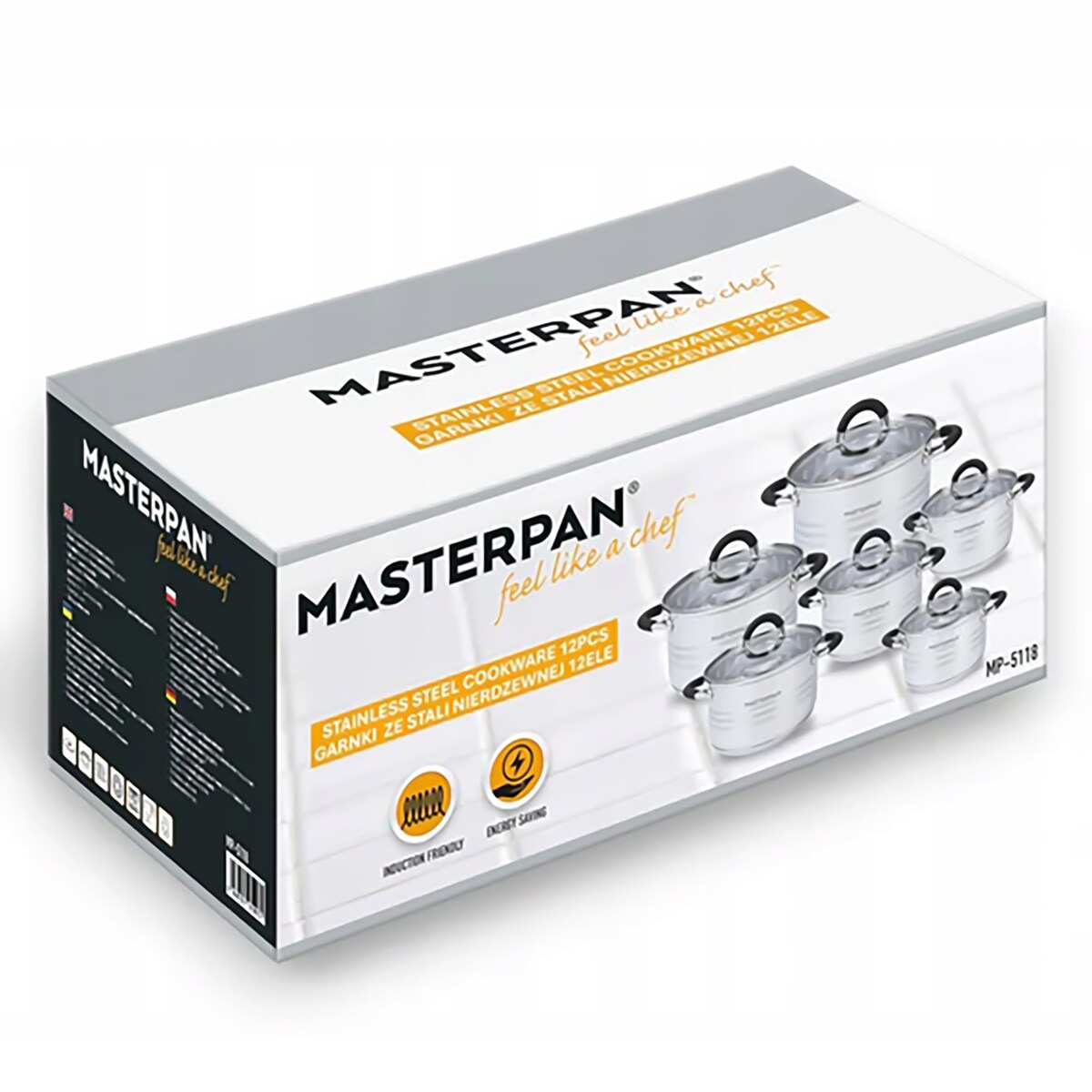 Zestaw Garnków Indukcyjnych 12 El. Ze Szklanymi Pokrywkami