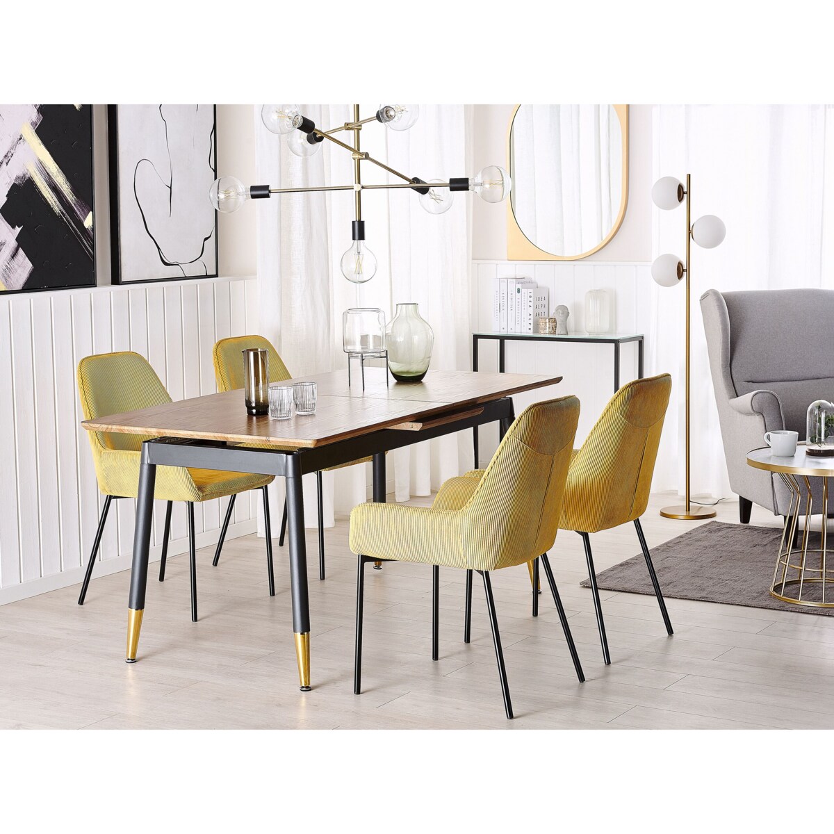 Stół do jadalni rozkładany 160/200 x 90 cm ciemne drewno z czarnym CALIFORNIA