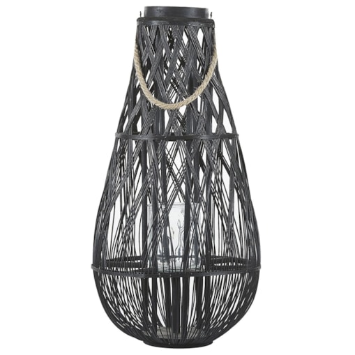 Lampion drewniany 77 cm czarny TONGA