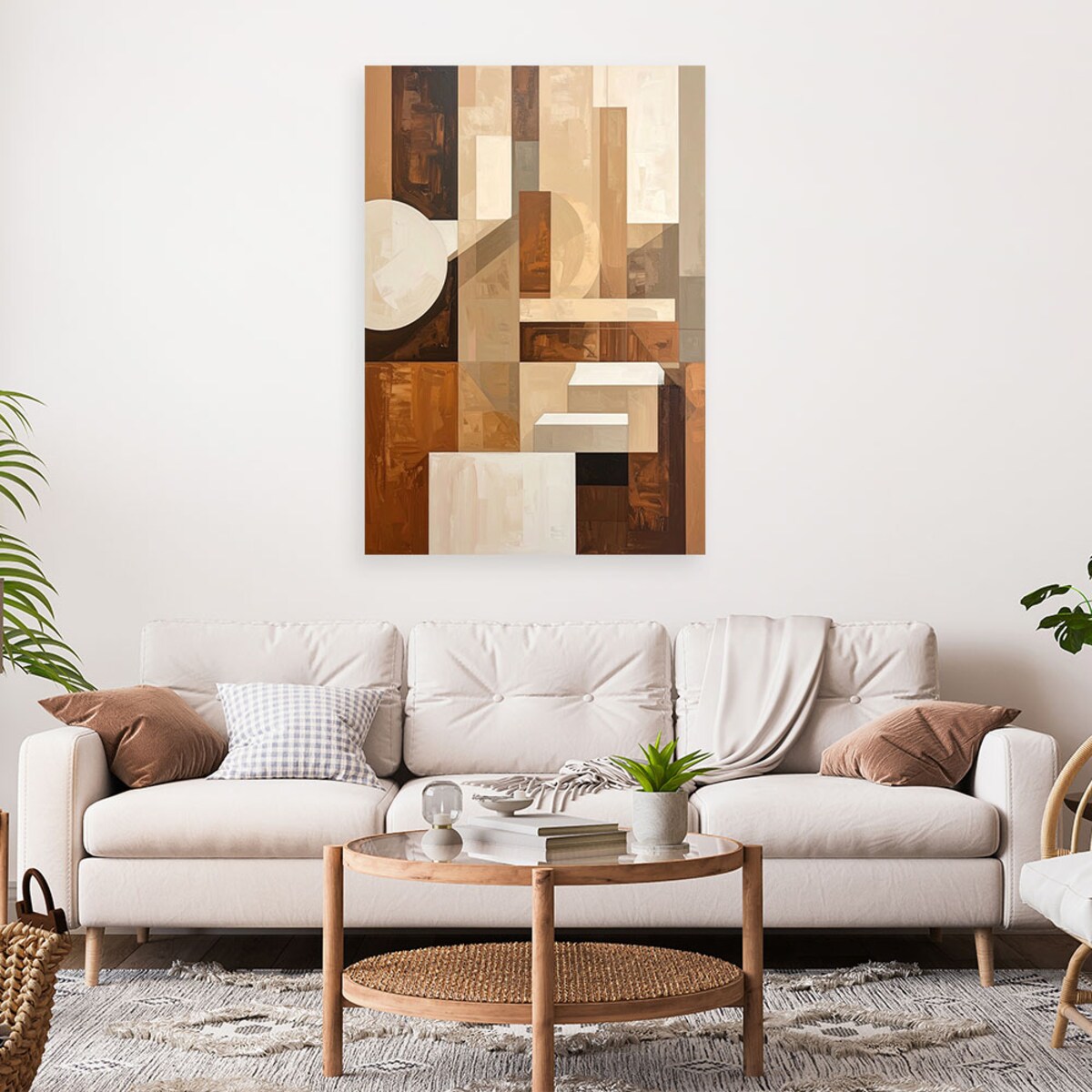 Obraz do salonu sypialni kuchni, Beżowa Abstrakcja Figury