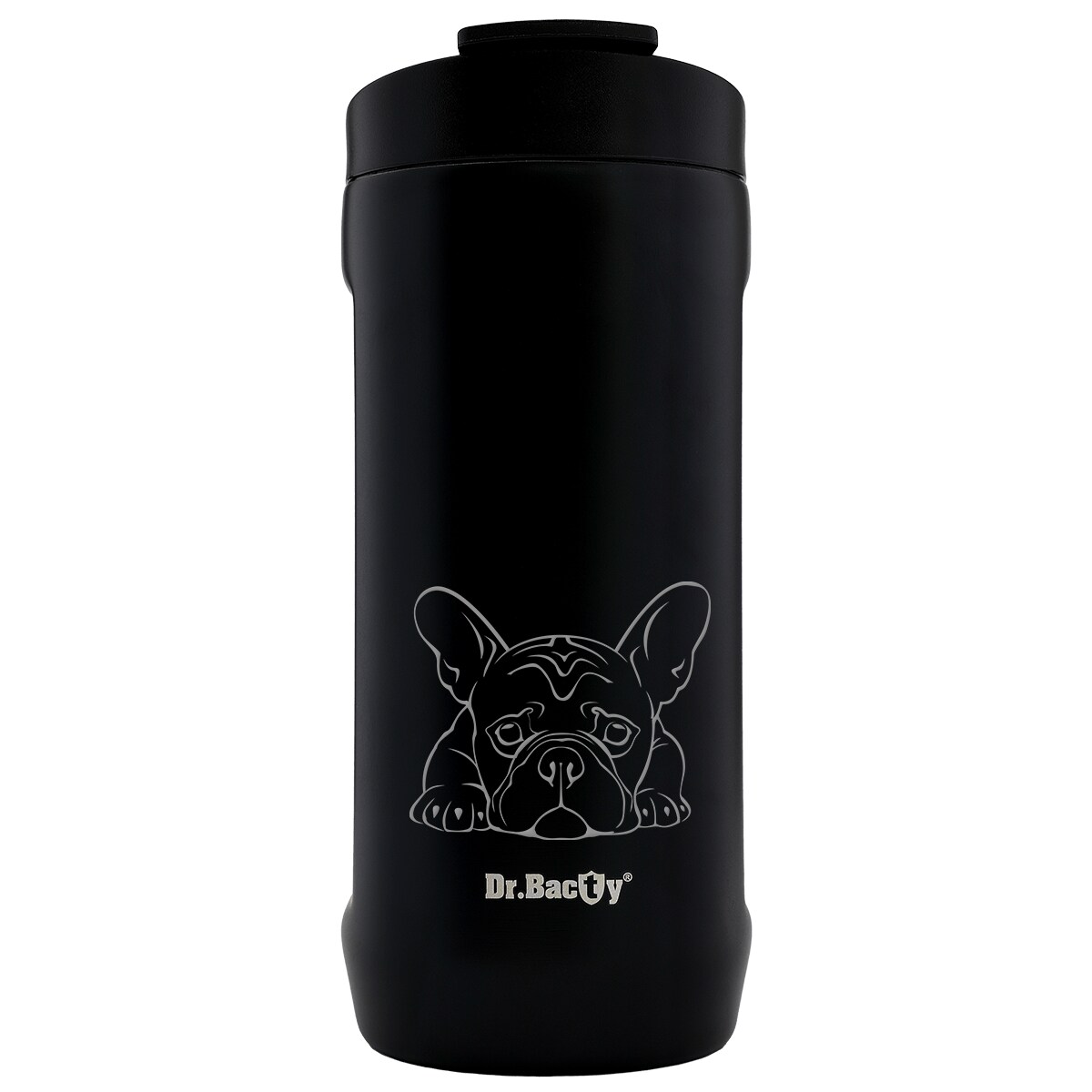 Kubek termiczny 2w1 Dr.Bacty Notus Buldog francuski - czarny