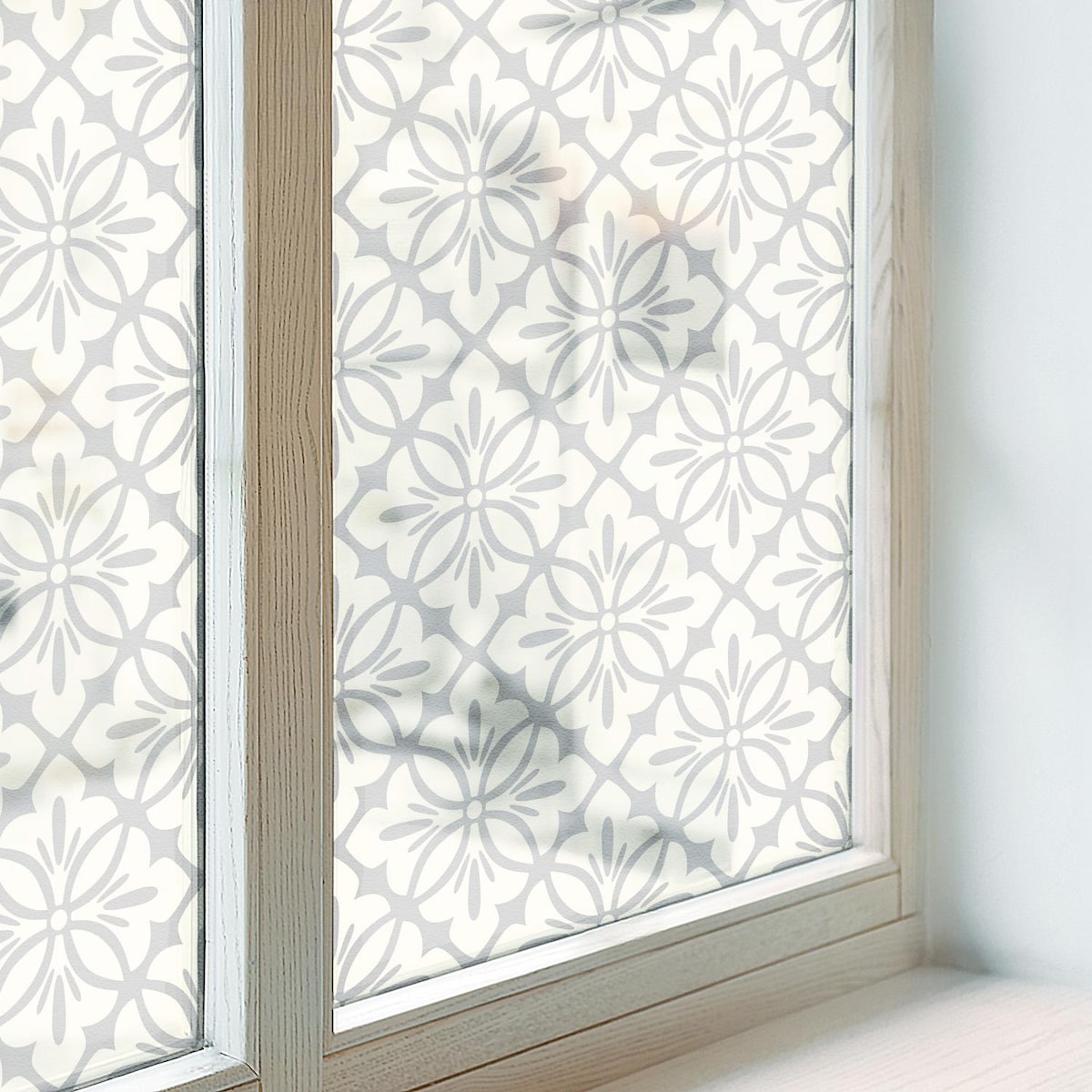 Folia na szybę chroniąca prywatność - Eleganckie kwiaty symetria - 200x116 cm