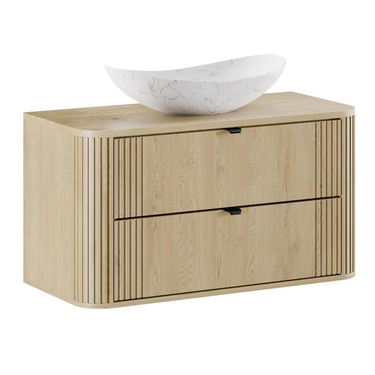 Szafka pod umywalkę OVALIA CREMONA 2S 100cm dąb cremona z umywalką nablatową LENA