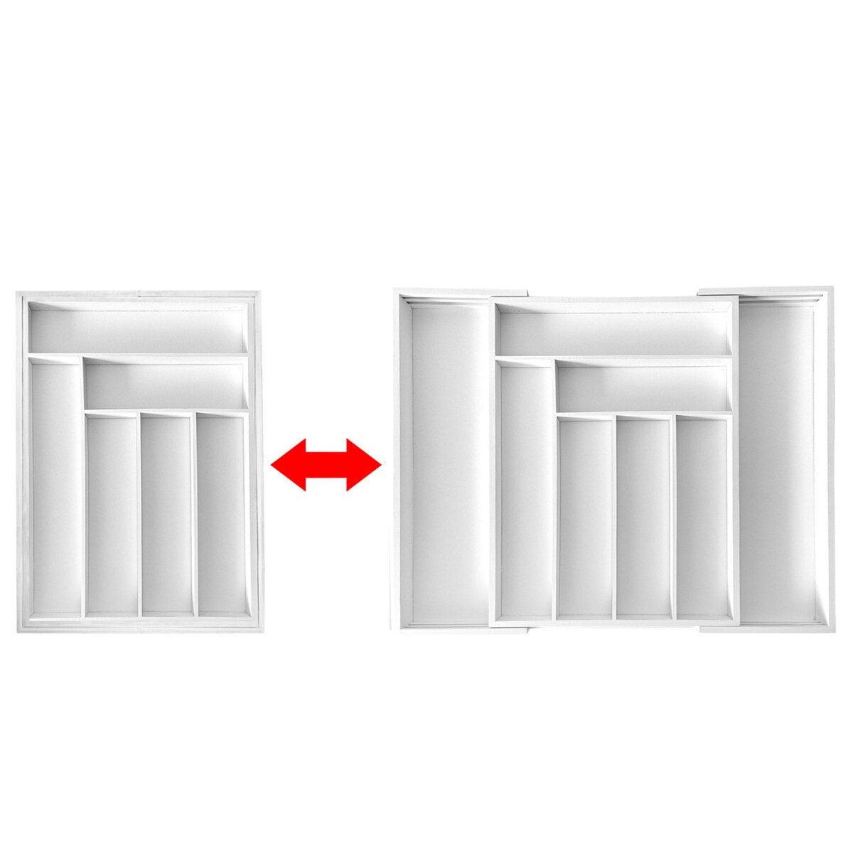 Wkład organizer do szuflady na sztućce rozsuwany biały KINGHOFF