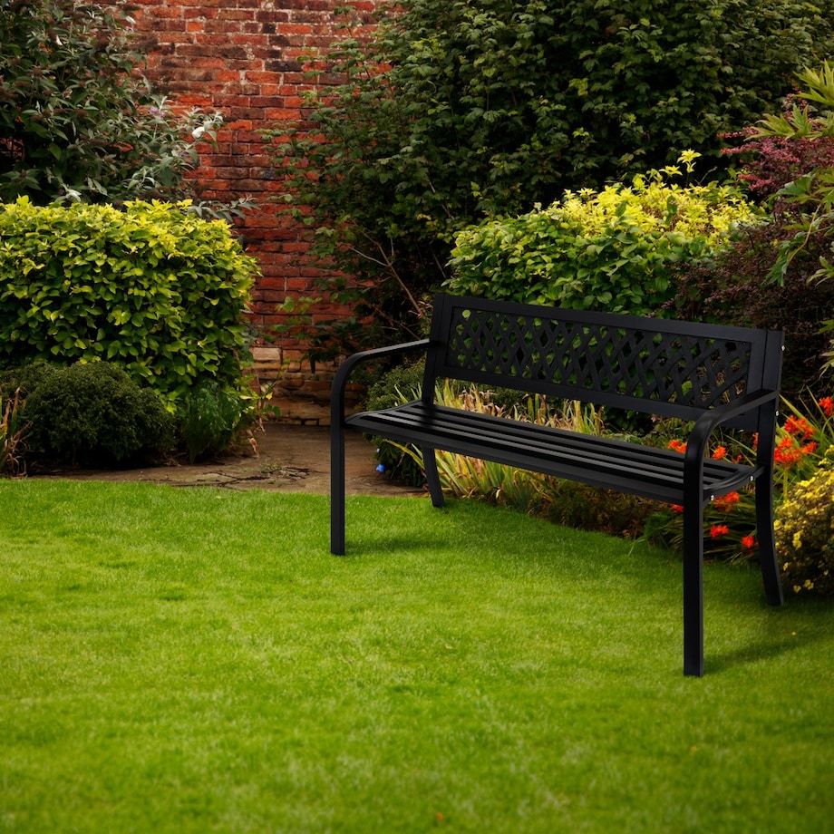 Ławka ogrodowa z oparciem stalowa na balkon