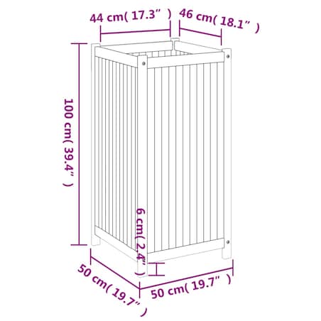 vidaXL Donica ogrodowa z wyściółką, 50x50x100 cm, lite drewno akacjowe