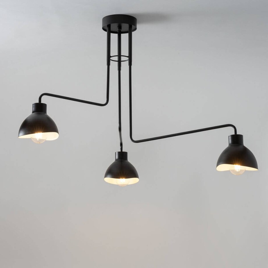 Obrotowa lampa sufitowa Holi 3-płomienna nad stół czarna