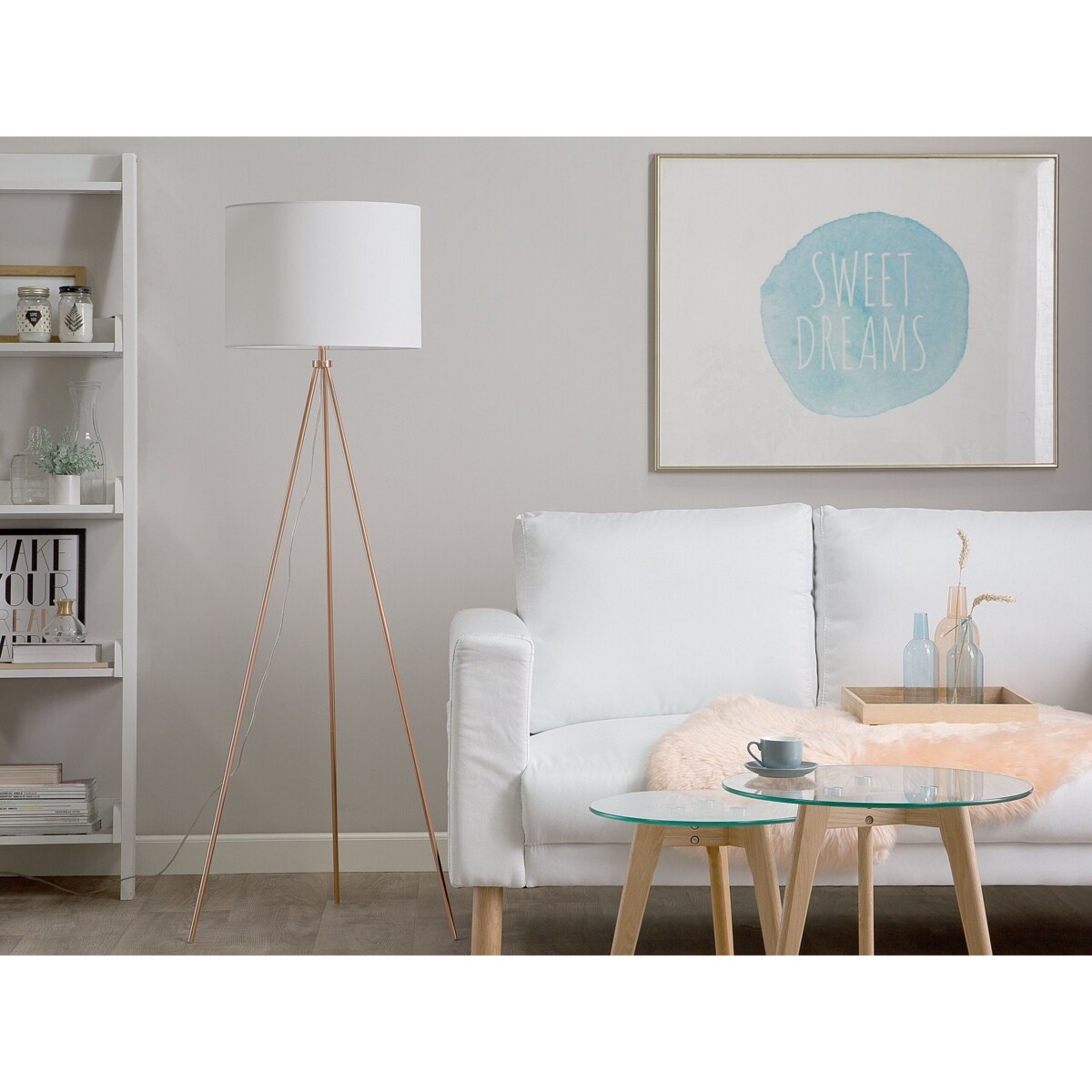 Lampa podłogowa metalowa miedziana VISTULA