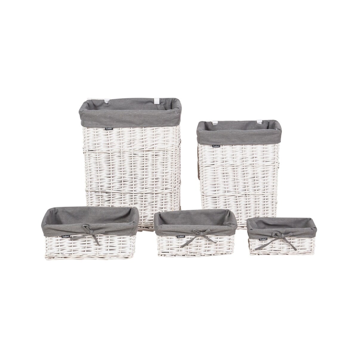 Zestaw 5 koszy wiklinowych biały ELLA