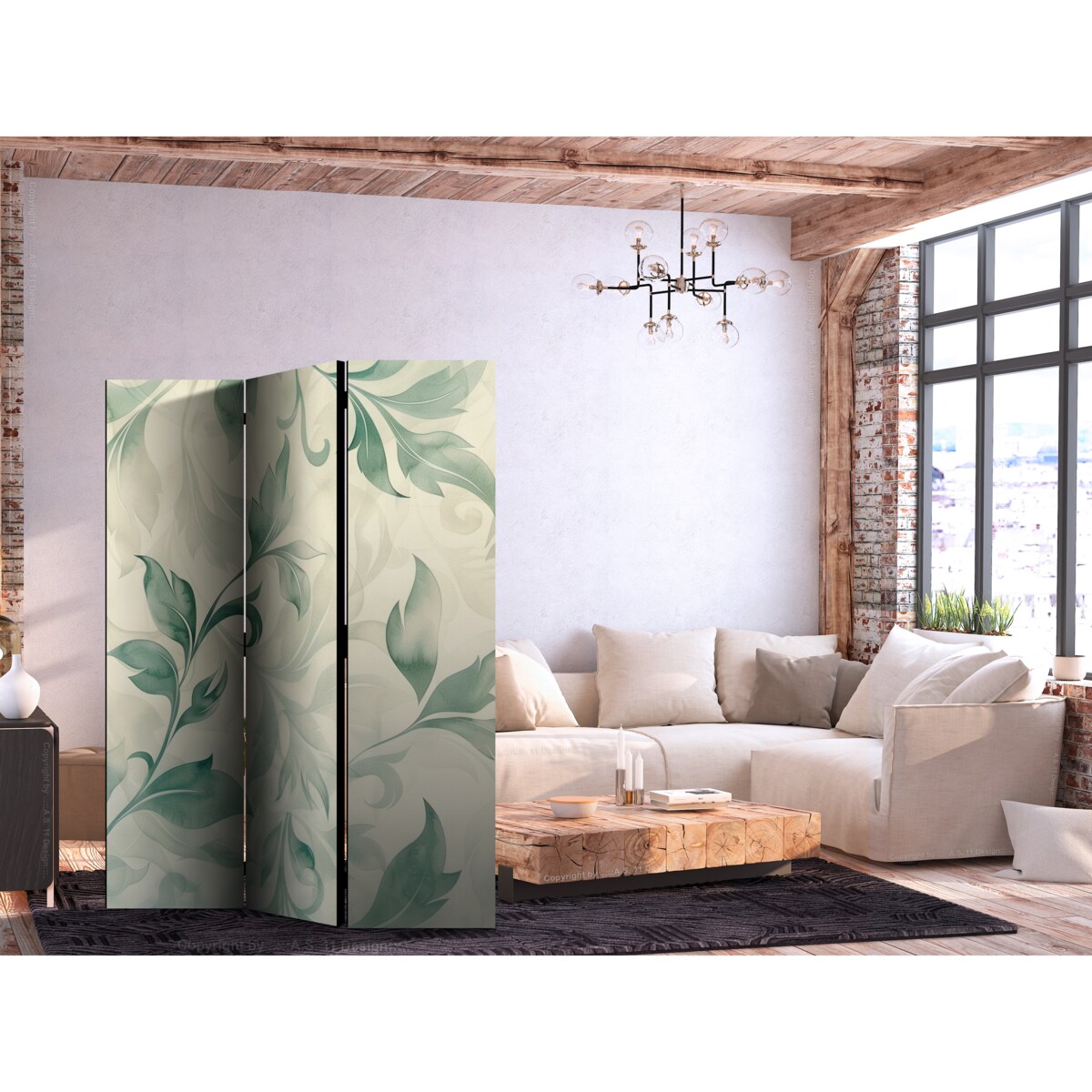 Parawan Akustyczny Akwarelowy Motyw Botaniczny 135x172cm