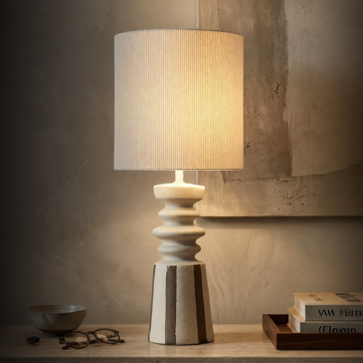 Lampa stołowa Tribal, kolor wielokolorowy, ceramika, żelazo i tkanina, 26,5 x 26,5 x 67 cm, 1 x E27, max. 40 W, styl nowoczesny, Mauro Ferretti