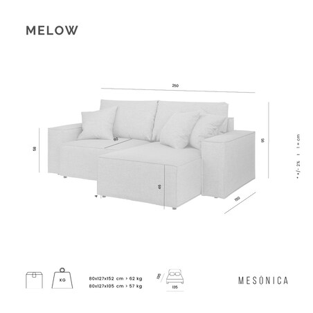 Melow Sofa narożna - szara