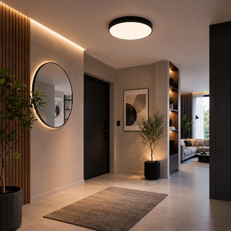 Lampa Sufitowa Łazienkowa Tk Lighting Velis Czarny Plafon Led 30W Ip54 Zmienna Barwa, Ściemniany