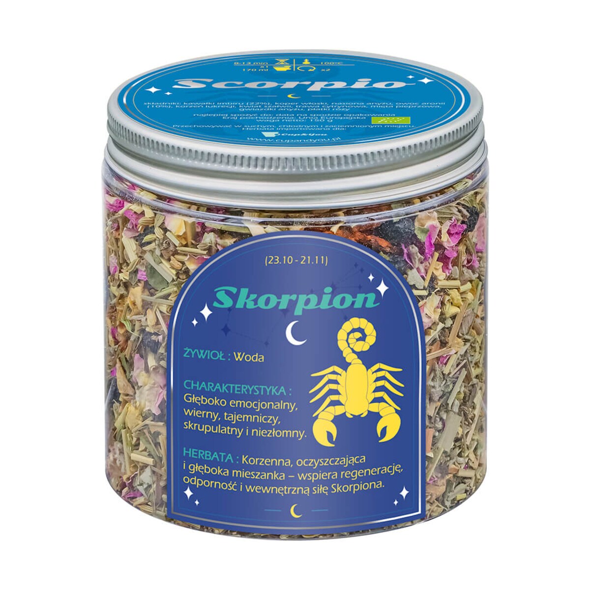 Herbata Zodiakalna SKORPION herbaciany susz napar ziołowa mieszanka na astrologiczny prezent upominek podarunek dla osoby ze znakiem zodiaku SKORPIONA