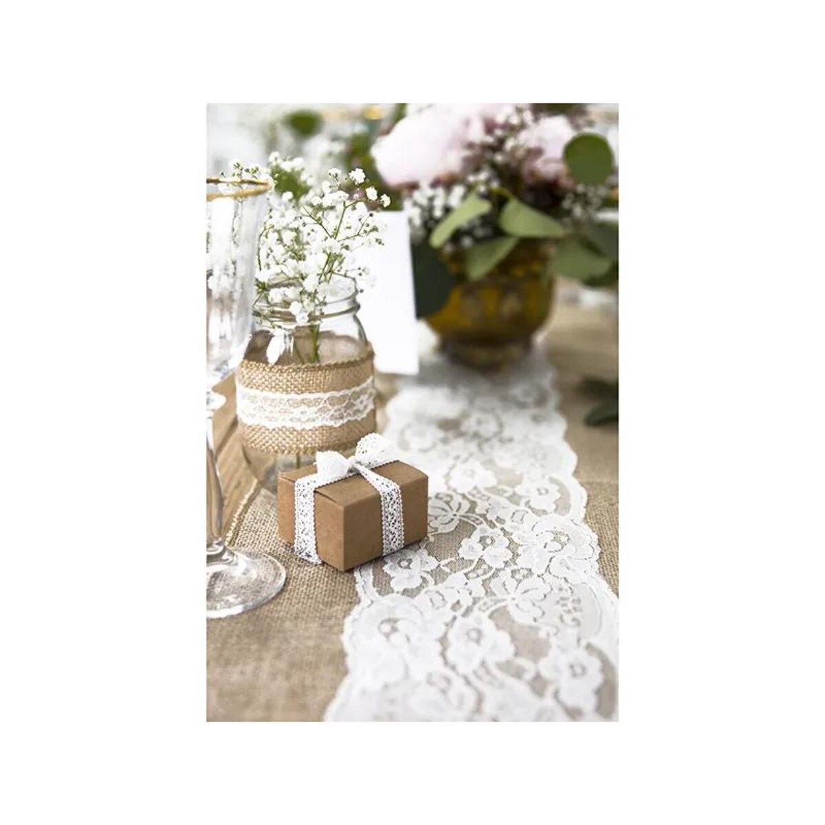 Bieżnik / obrus jutowy koronka