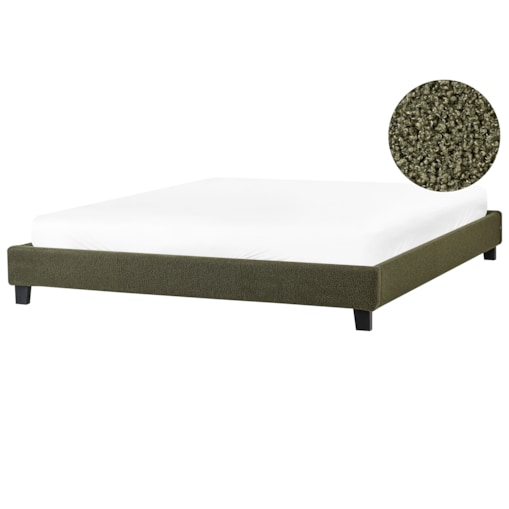 Łóżko bez zagłówka Boucle ROANNE 180 x 200 cm Ciemnozielony