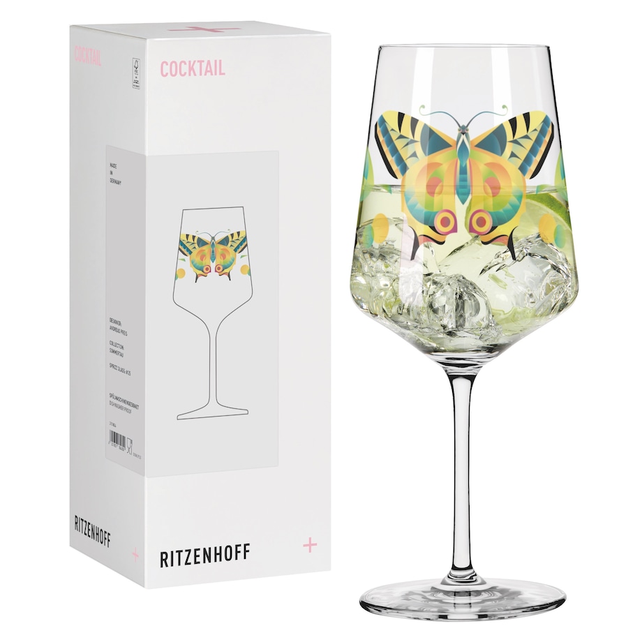 Ritzenhoff Somertau Hugo Kieliszek kryształowy 1 szt motyw motyl ilustrator Andreas Preis nr 25
