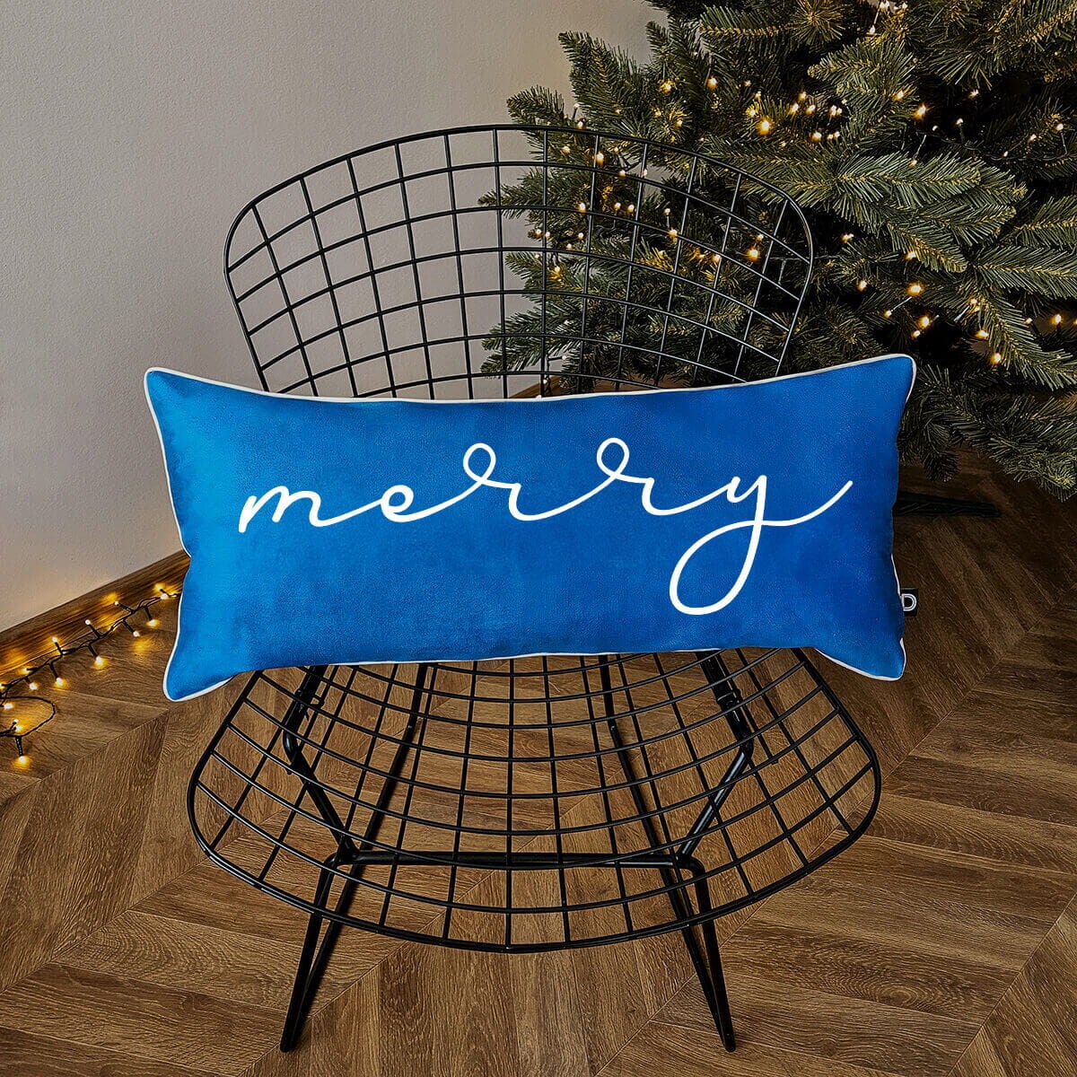 Poduszka XMAS wzór XM44 | Niebieskie Merry 30 x 70 cm