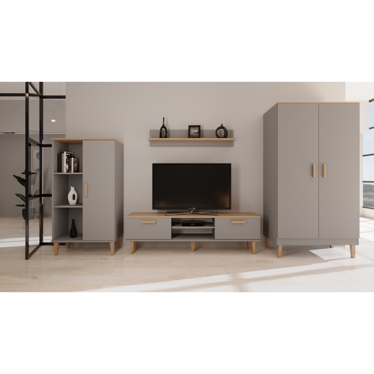 Szafa Denver szary chinchilla & hikora