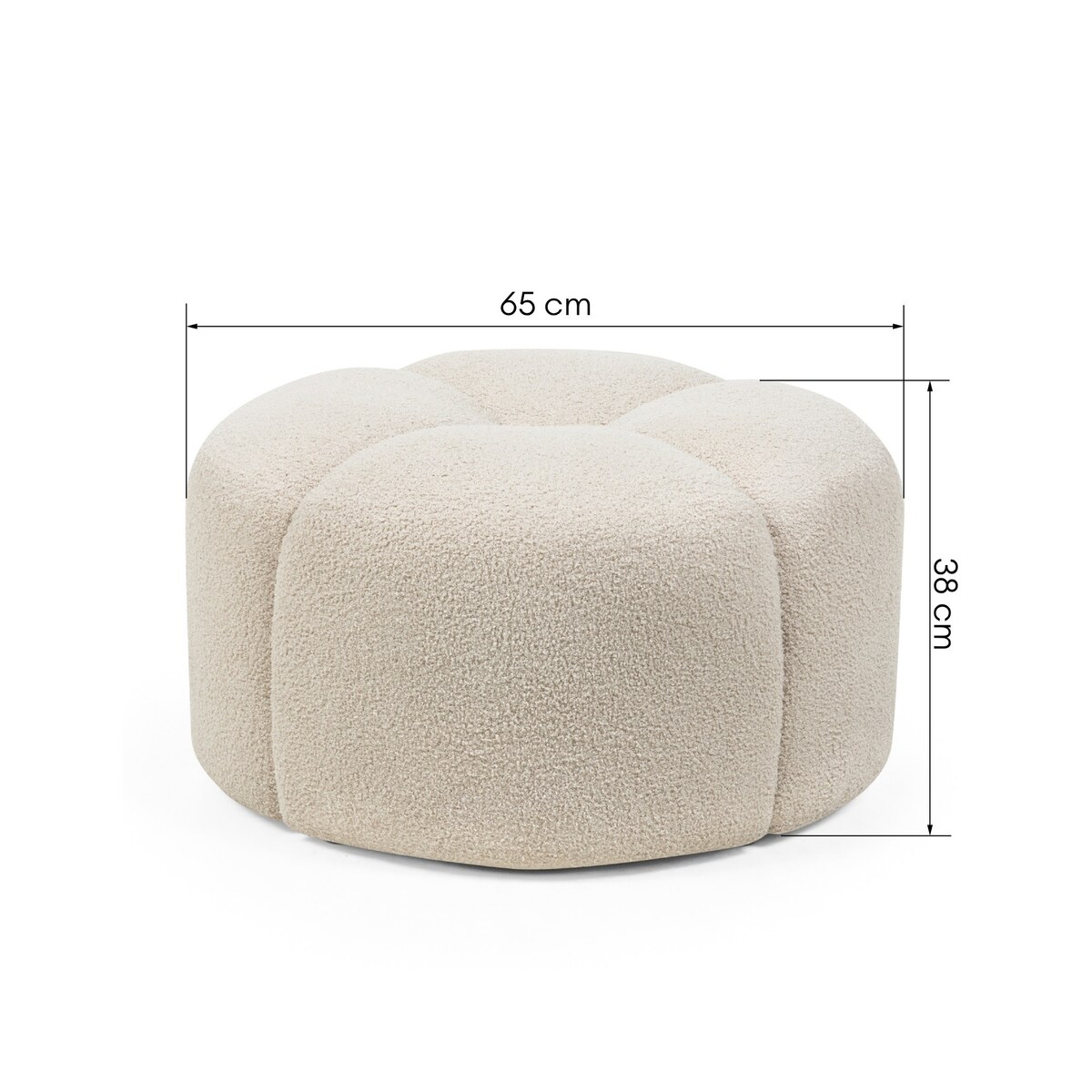 Pufa okrągła poczwórna 38x65x65 PALLADA bouclé jasnobeżowa