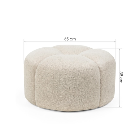 Pufa okrągła poczwórna 38x65x65 PALLADA bouclé jasnobeżowa